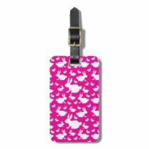 Pink Bunny Pattern luggage tags
