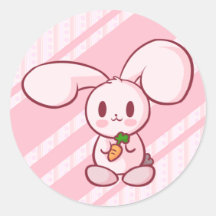 Pink bunny pegatina redonda