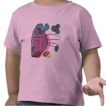 Pink bunny playing drums kids T-shirt