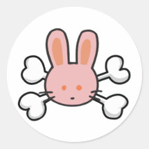 pink bunny Skull and Crossbones Sticker