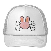 pink bunny Skull and Crossbones Trucker Hat