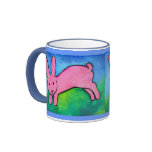 Pink Bunny with blue handle Mug