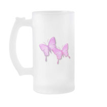 Pink Butterflies Design Beer Mug