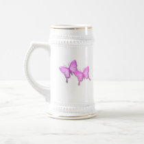 Pink Butterflies Design Beer Stein Coffee Mug