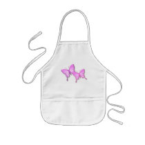 Pink Butterflies Design Painting Smock Apron