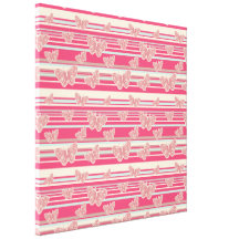 Pink Butterflies Striped Pattern Stretched Canvas Stretched Canvas Prints