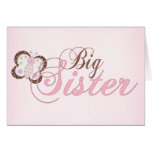 Pink Butterfly 2 Big Sister Greeting Cards