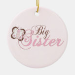 Pink Butterfly 2 Big Sister Christmas Tree Ornaments
