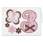 Pink Butterfly 3rd Birthday Invitations Card