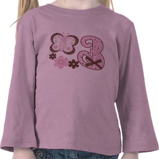 Pink Butterfly 3rd Birthday Shirts