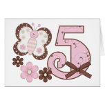 Pink Butterfly 5th Birthday Invitations Card