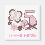 Pink Butterfly 5th Birthday Refrigerator Magnets