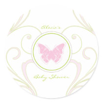 Pink Butterfly Baby Shower Favour Sticker stickers