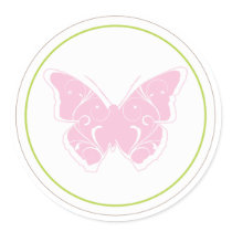 Pink Butterfly Baby Shower Favour Sticker stickers