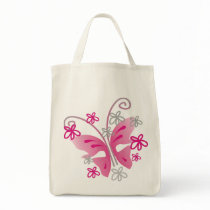 pink butterfly tote bag