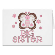 Pink Butterfly Big Sister Cards