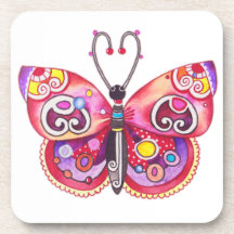 Pink Butterfly Coaster