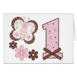 Pink Butterfly First Birthday Invitations Greeting Cards