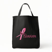 Pink Butterfly Ribbon - Breast Cancer Survivor Tote Bag
