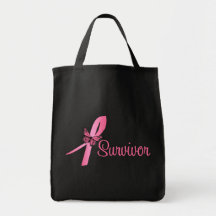 Pink Butterfly Ribbon - Breast Cancer Survivor Tote Bag