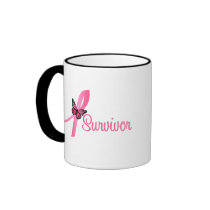 Pink Butterfly Ribbon - Breast Cancer Survivor Coffee Mug