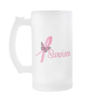 Pink Butterfly Ribbon - Breast Cancer Survivor Mugs
