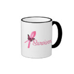 Pink Butterfly Ribbon - Breast Cancer Survivor Coffee Mug