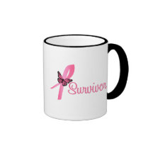Pink Butterfly Ribbon - Breast Cancer Survivor Coffee Mug