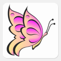 Pink Butterfly Square Sticker