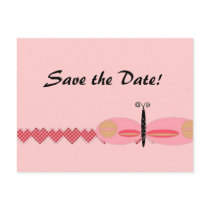 Pink Butterfly with Heart Border Post Cards