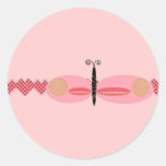 Pink Butterfly with Heart Border Stickers