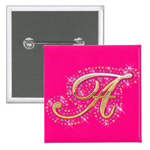 Pink Button with Initial A