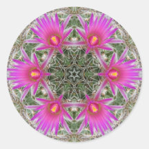 Pink Cactus Flower Round Stickers