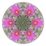 Pink Cactus Flower Round Stickers