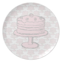 Pink Cake on Pink Cake Pattern. Plate