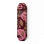 Pink Camo Look Peace Signs Skateboard