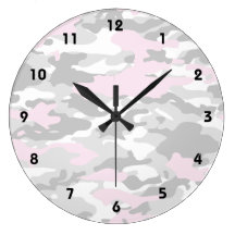 Pink Camo Round Clocks