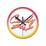 Pink candy girl with polka dots clock wall clocks