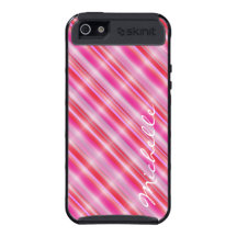 Pink Candy Stripes Name iPhone 5 Cases