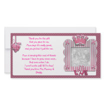 Pink candystripe frame Thank You Card from baby Photo Card Template