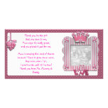 Pink candystripe frame Thank You Card from baby Photo Card Template