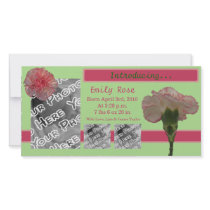 Pink Carnation Birth Announcement
