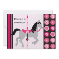 Pink Carousel Horse Birthday Invitation