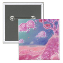 Pink Cartoon Landscape Button