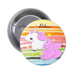 Pink cartoon unicorn with stars button buttons