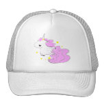 Pink cartoon unicorn with stars hat hats