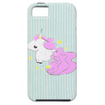 Pink cartoon unicorn with stars iPhone 5 Case casemate cases