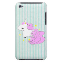 Pink cartoon unicorn with stars iPod Touch iPod Touch Case