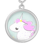 Pink cartoon unicorn with stars Necklace necklaces