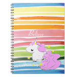 Pink cartoon unicorn with stars notebook notebooks